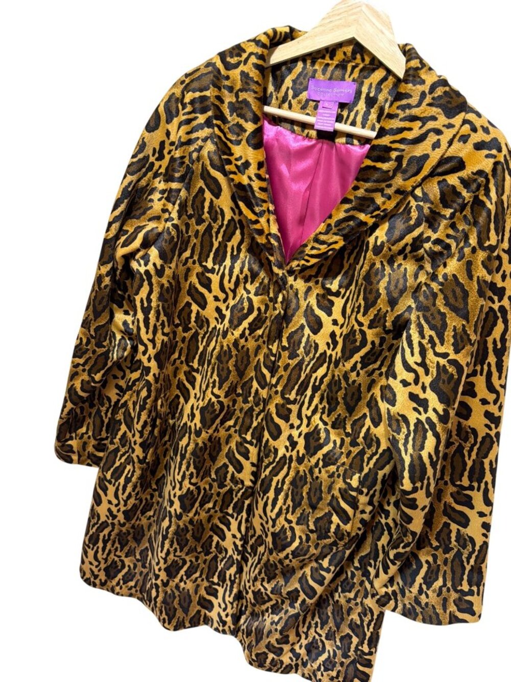 Suzanne Somers Vintage Y2K 65Leopard Print Womens Coat Large Pink Lining
